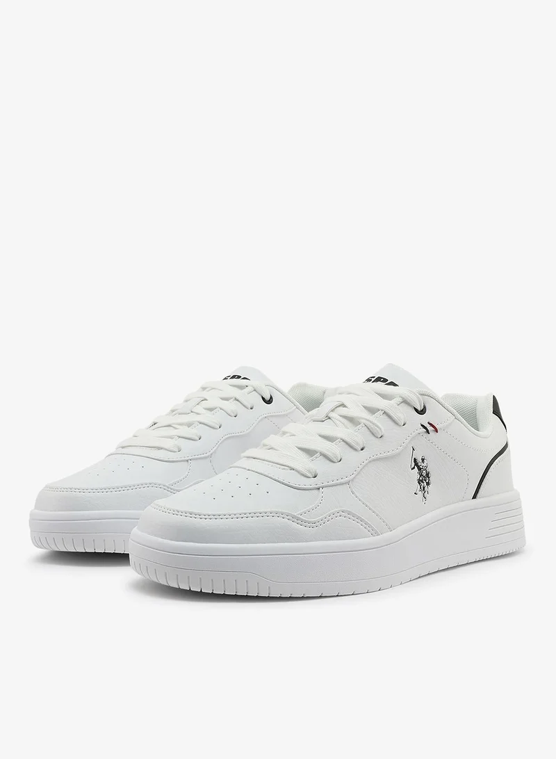 U.S. Polo Assn. white Men's White Low-Top Sneakers - Lightweight Classic Lace-Up Design, Comfortable for Everyday Outfits for Men | Best Price UAE